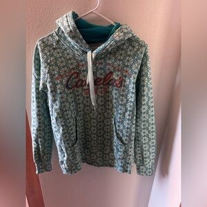 Cabela's Teal & Cream Printed Hooded Pullover